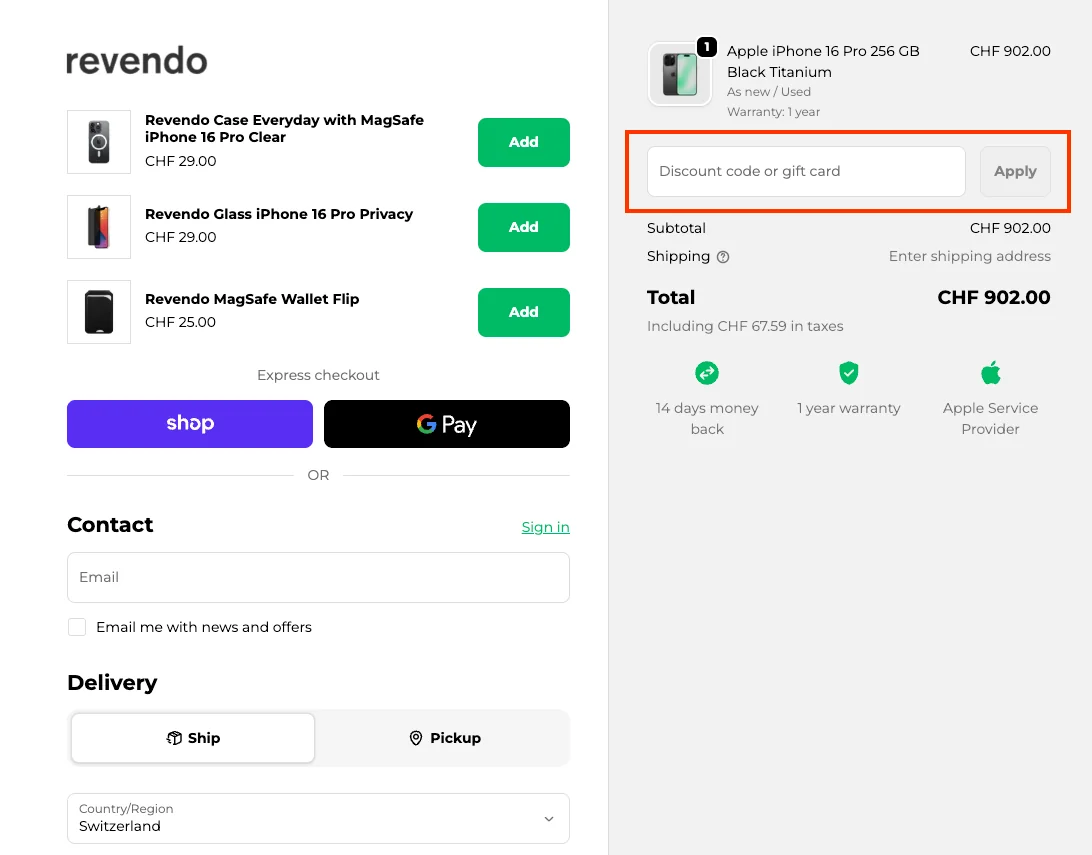 Comment utiliser le code promo ? - Revendo