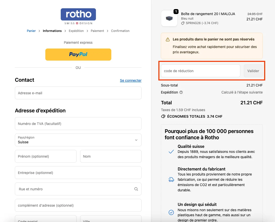 Comment utiliser le code promo ? - Rotho