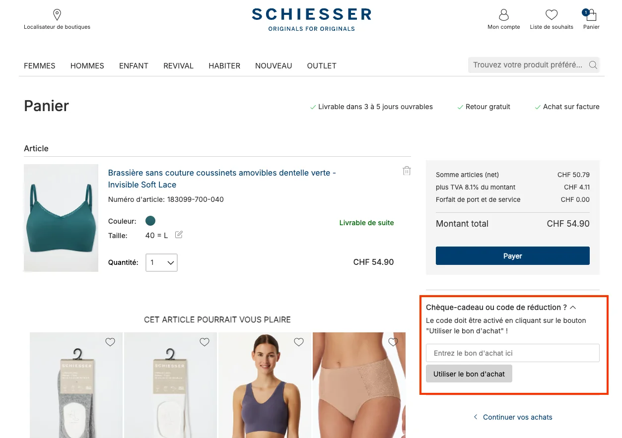 Comment utiliser le code promo ? - Schiesser