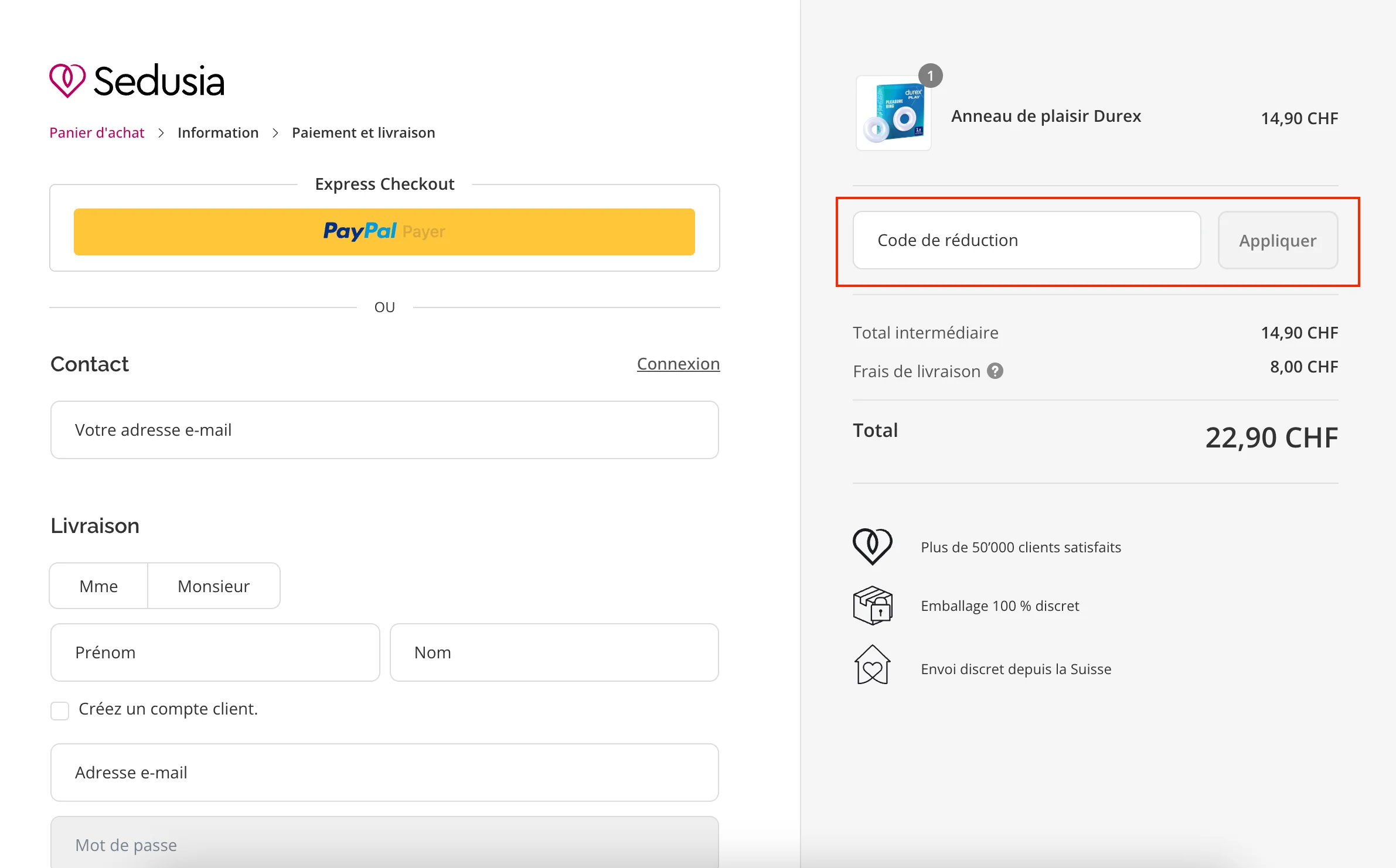 Comment utiliser le code promo ? - Sedusia
