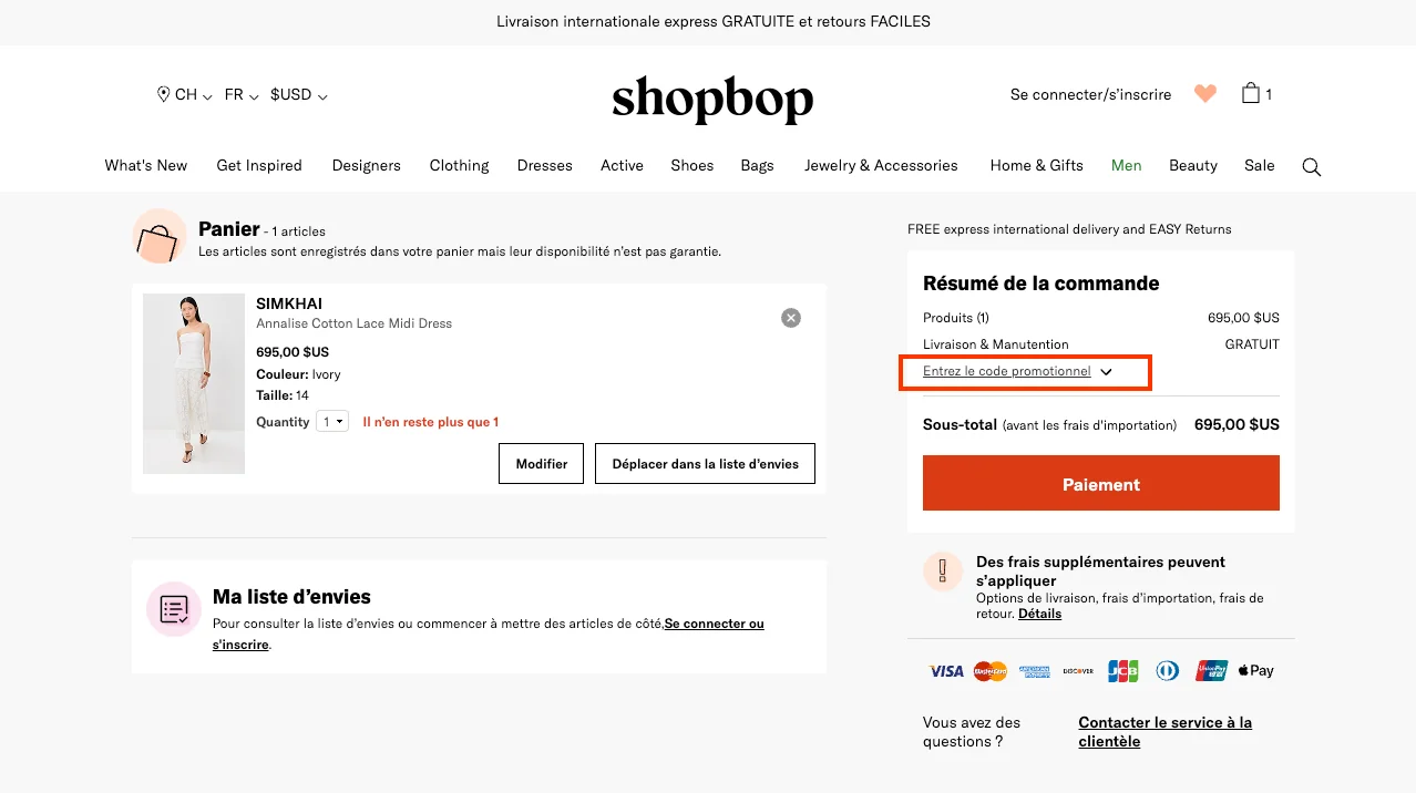 Comment utiliser le code promo ? - Shopbop