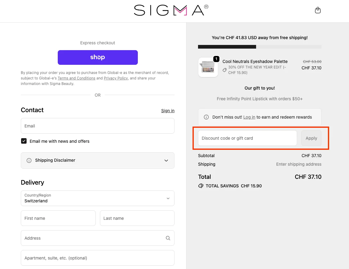 Comment utiliser le code promo ? - Sigma