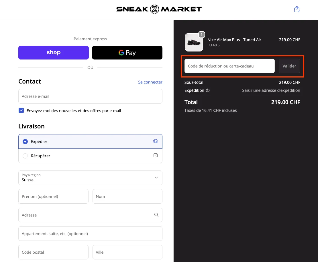 Comment utiliser le code promo ? - sneakzmarket