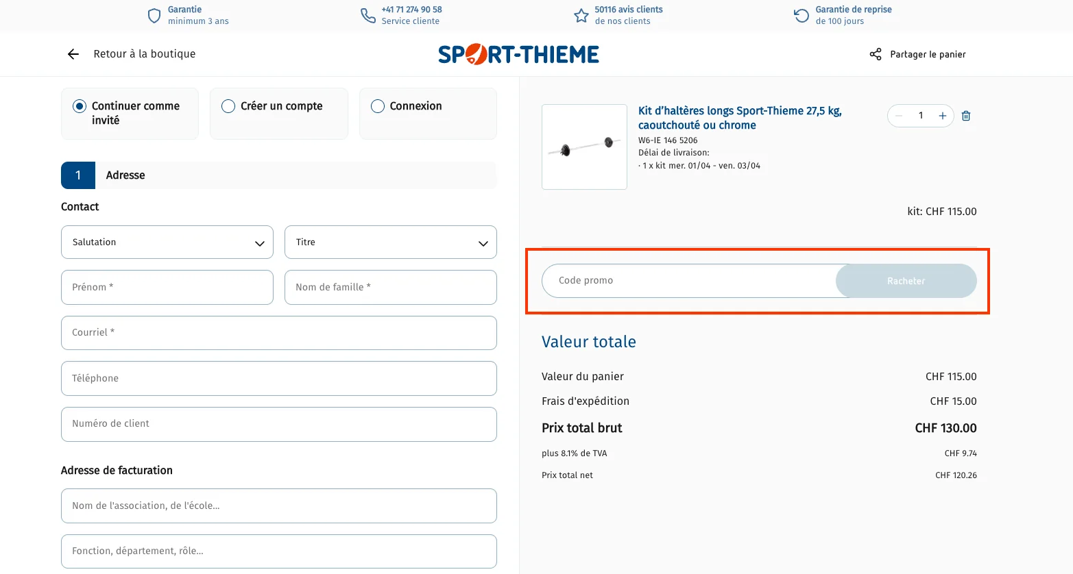 Comment utiliser le code promo ? - Sport Thieme