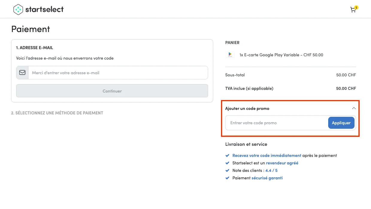 Comment utiliser le code promo ? - Startselect