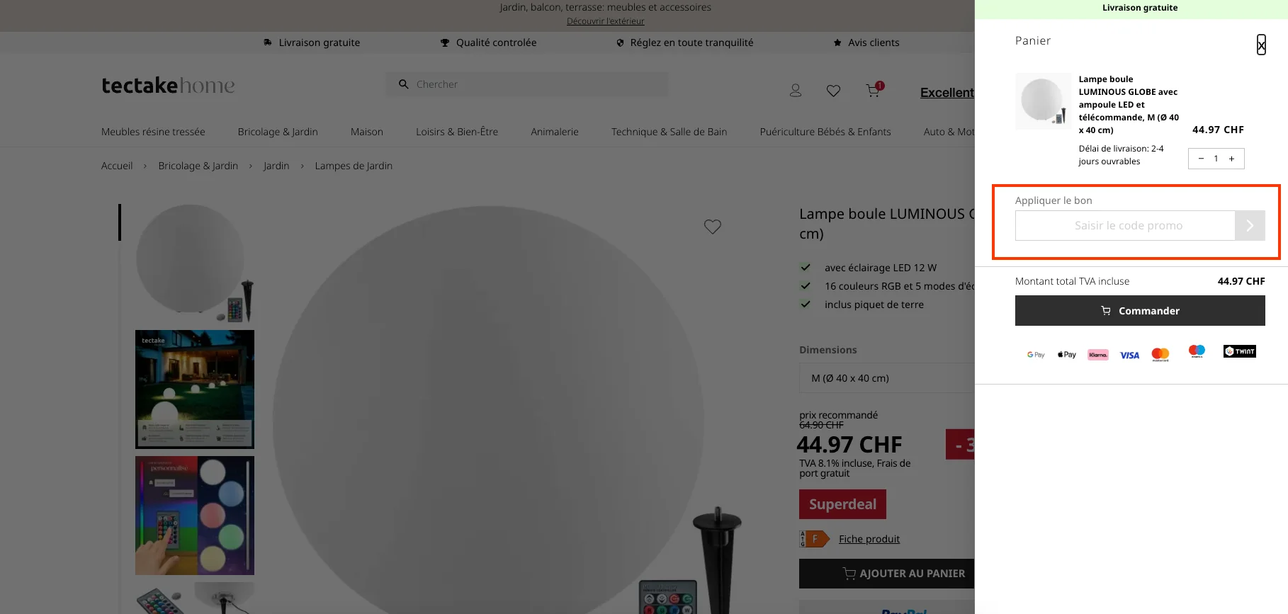 Comment utiliser le code promo ? - Tectake