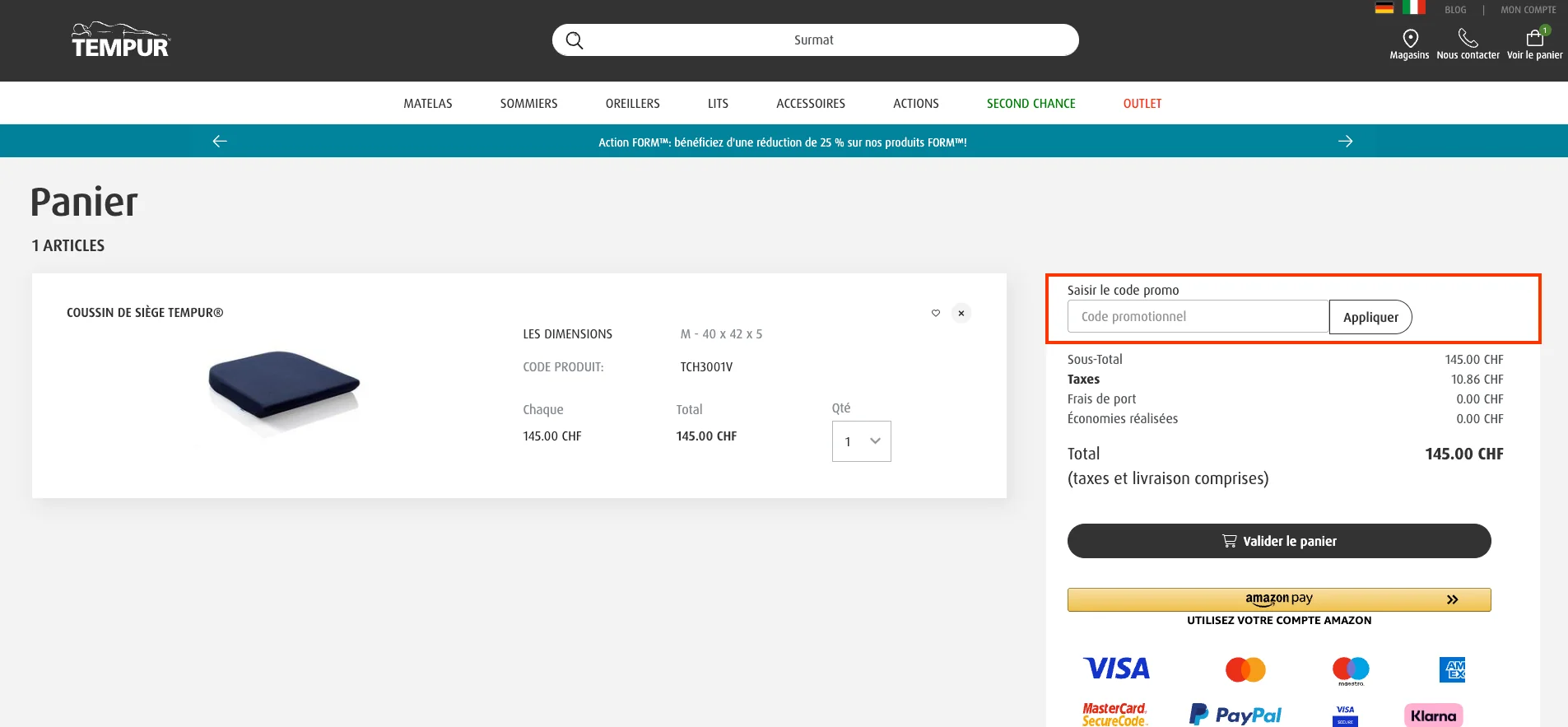 Comment utiliser le code promo ? - Tempur
