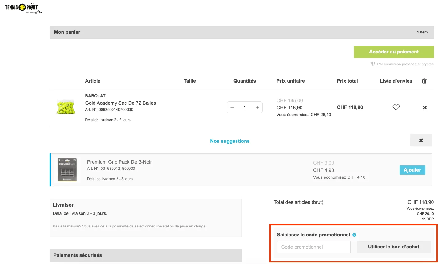 Comment utiliser le code promo ? - Tennis Point