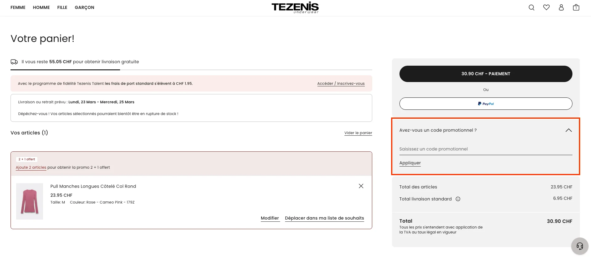 Comment utiliser le code promo ? - Tezenis