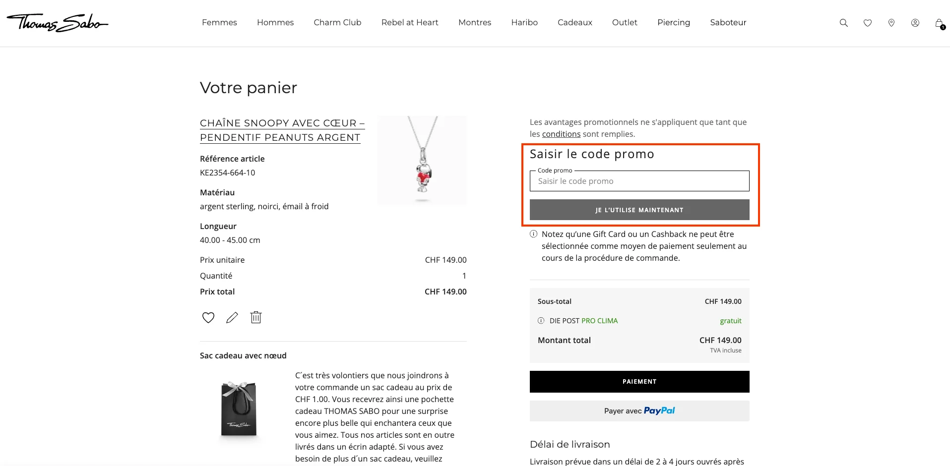 Comment utiliser le code promo ? - Thomas Sabo