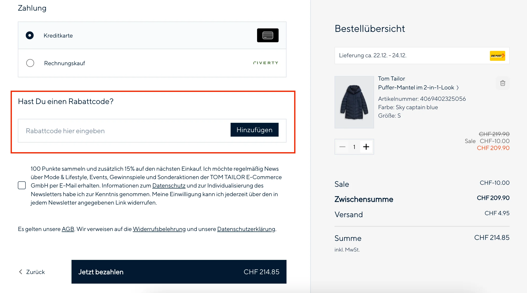 Comment utiliser le code promo ? - Tom Tailor