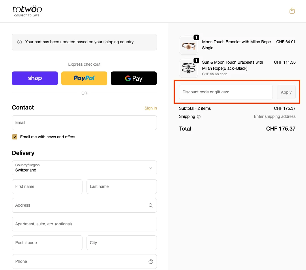 Comment utiliser le code promo ? - Totwoo