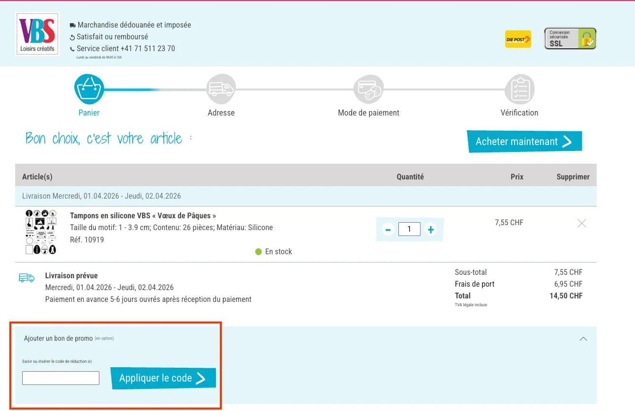 Comment utiliser le code promo ? - VBS Hobby
