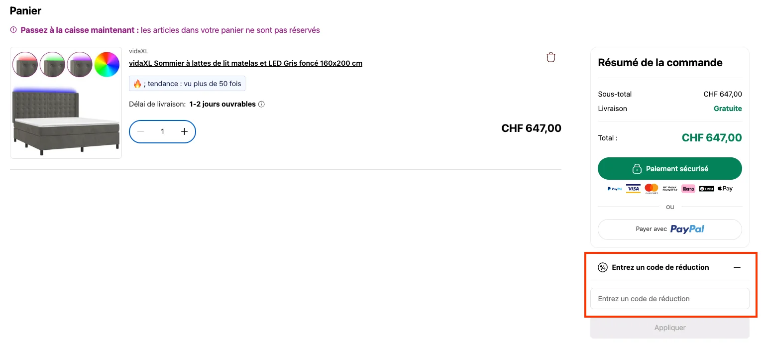 Comment utiliser le code promo ? - VidaXL