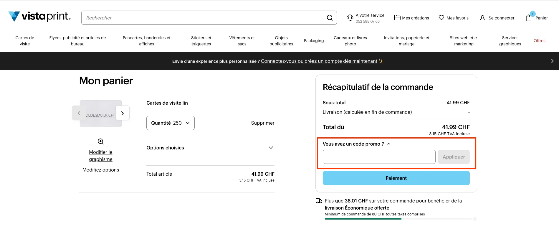 Comment utiliser le code promo ? - Vistaprint