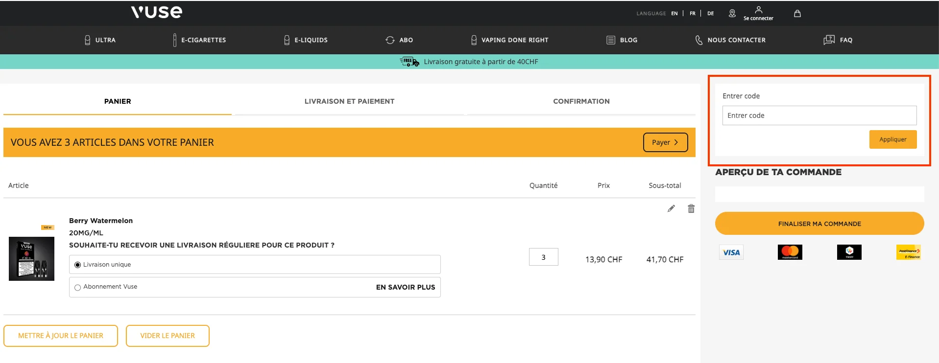Comment utiliser le code promo ? - Vuse