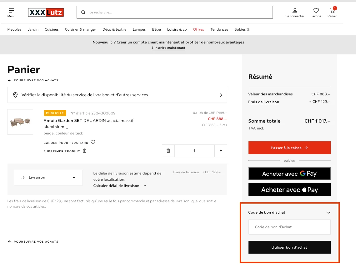 Comment utiliser le code promo ? - xxxlutz